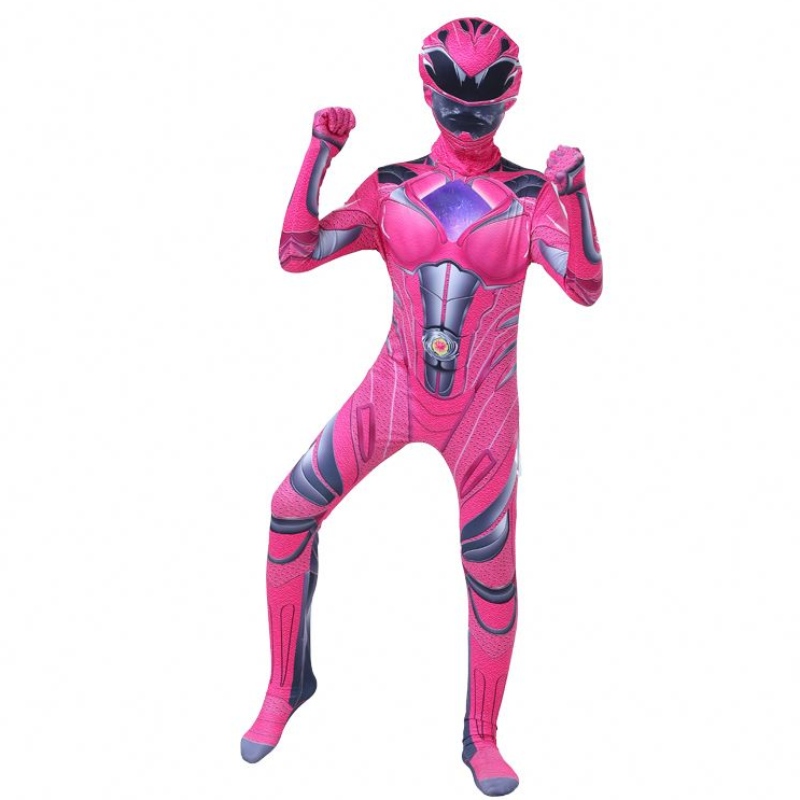 2022 Meerdere kleuren jongens Halloween Carnival Party Thunder Red Power Ranger Cosplay kostuum met gezichtsmasker voor kinderen