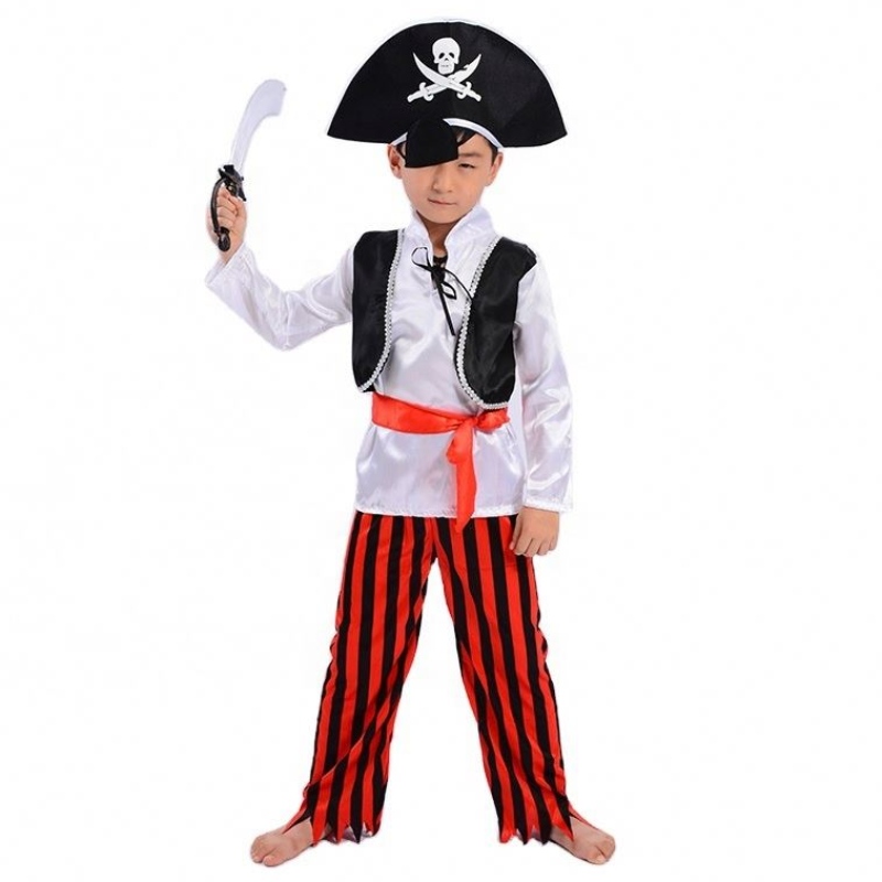 Groothandel Cool Striped Pirate Sets Stage Performance Suits Halloween Cosplay Caribbean Pirate Captain Children \\'s Costumes