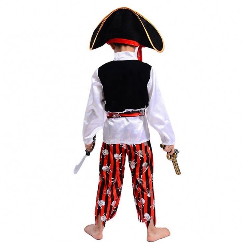 Groothandel Cool Striped Pirate Sets Stage Performance Suits Halloween Cosplay Caribbean Pirate Captain Children \\'s Costumes