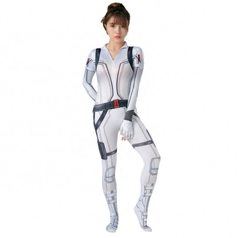 Groothandel film Black&white Halloween Cosplay Full Body Catsuit For Women the Black Widow Costume