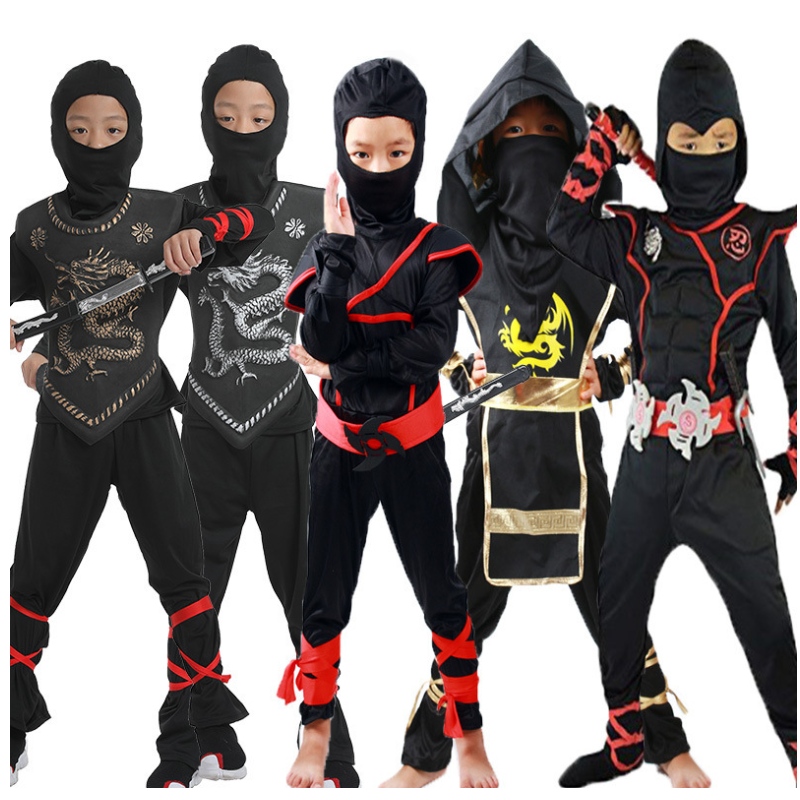 Kinderen gemaskeerd Warrior Halloween jongensmeisjes kostuum aankledenninja kostuum voor kinderenninja cosplay jumpsuits masker set