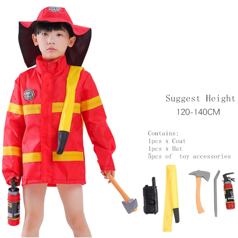 Kids Firefighter kostuum peuter brandweerman verkleed vuur doen alsof outfit