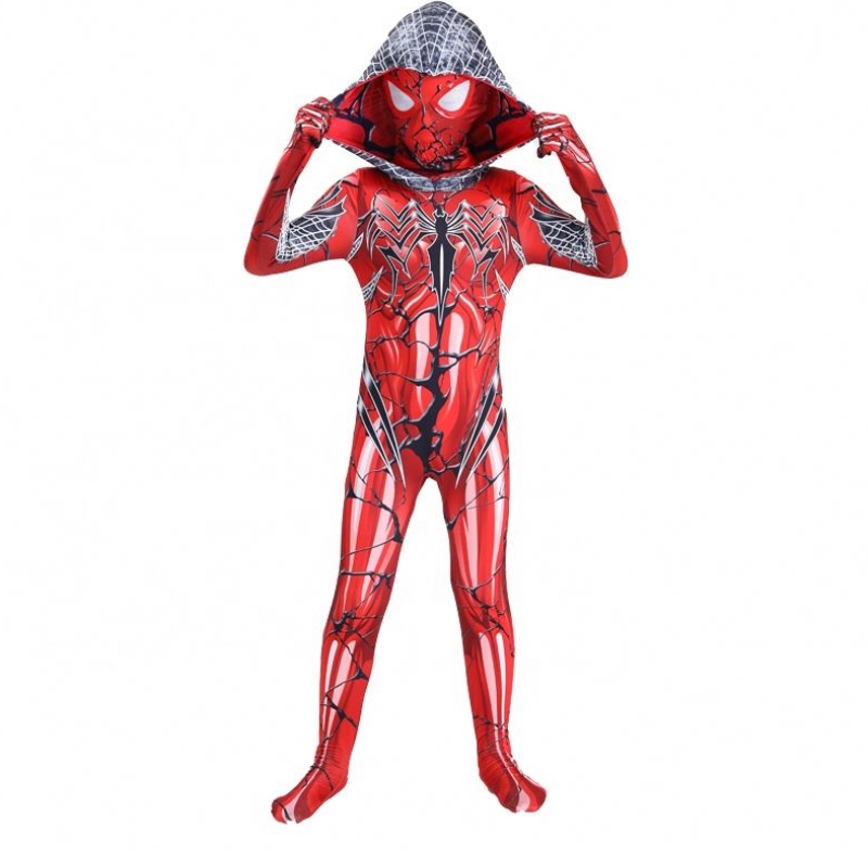 2022 NIEUWE RODE Kleur Fullbody Pak Halloween Party TV&movie Cosplay Anime Jumpsuit Spiderman Kostuum met gezichtsmasker