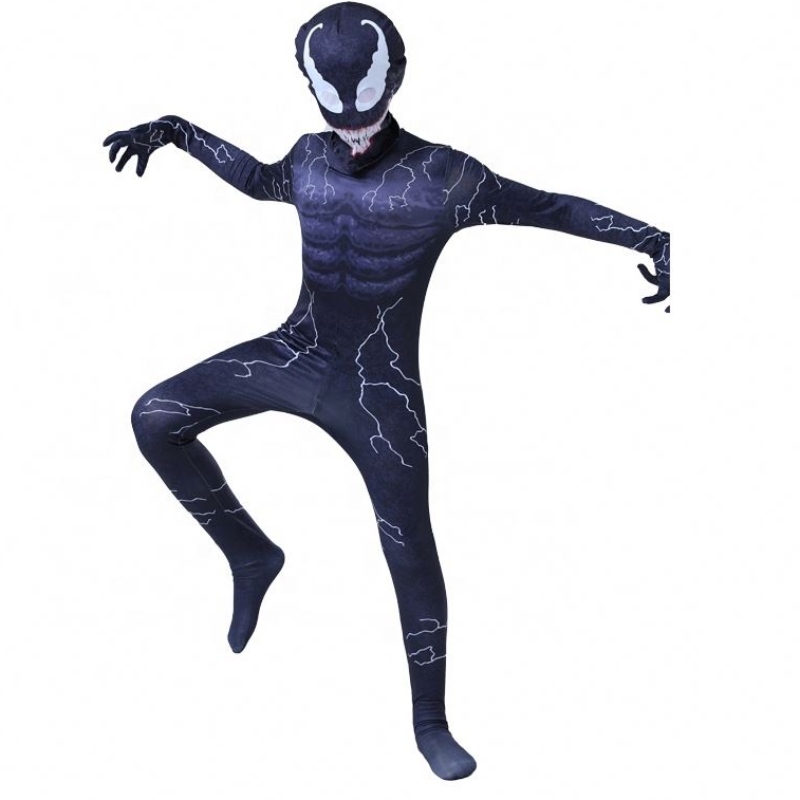 Custom Carnival Cosplay Fancy Superhero Jumpsuit Venom Kostuums met spieren voor jongens