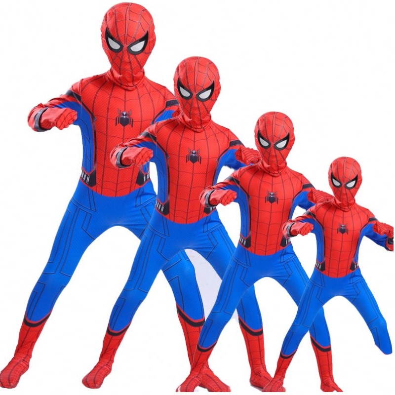 Ouderkinderen van hoge kwaliteit parallelle anime zwarte spider man jumpsuit tv&movie cosplay spiderman Halloween kostuum