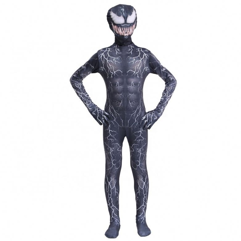 Zwarte spier zentai bodysuit volwassenen superheld enge horror jumpsuit spiderman Halloween cosplay symbiote gif kostuums voor jongens
