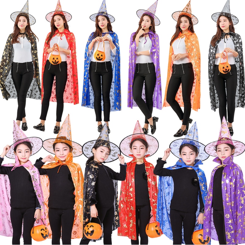 Groothandel Hot Selling Kids Cosplay Pumpkin Point Witch Cloak Halloween Cape Paternity Suit Cape