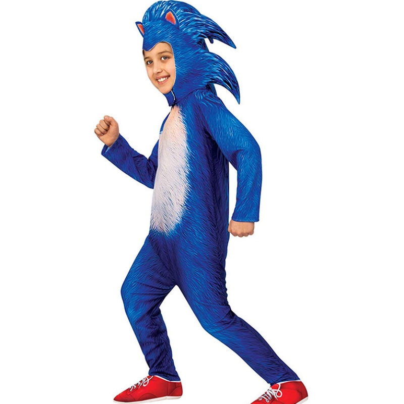 Halloween Party Game Cosplay Kinderen Blue Sonic Jumpsuit Cartoon Sonic The Hedgehog -kostuum