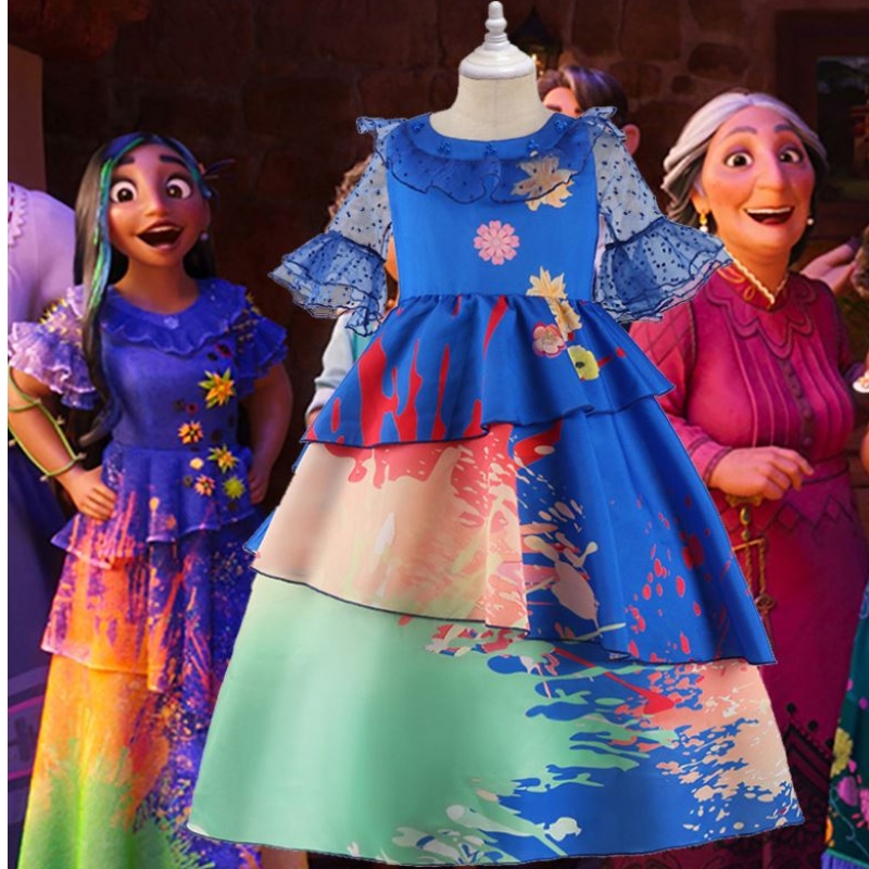 Baige Meisjes Kleding Encanto Mirabel Cosplay Kostuums Fancy Prinses Jurken Kinderen Verjaardag Carnaval Party Kleding+Bag