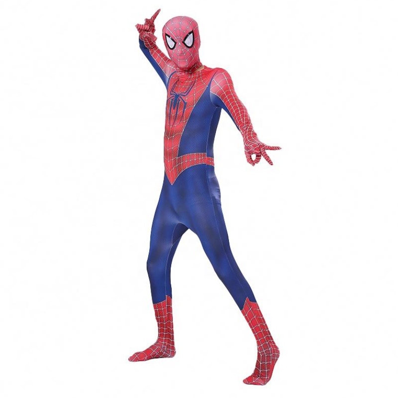 Zipper stelt Halloween TV&movie superheld jumpsuit prestatie slijtage Spider-Man-kostuum met hoofddeksels