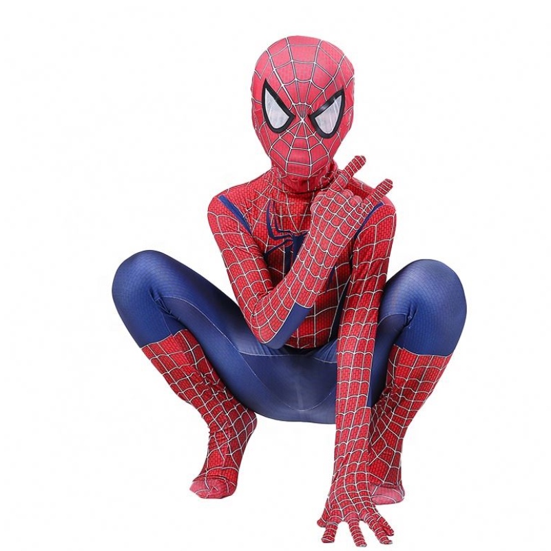 Zipper stelt Halloween TV&movie superheld jumpsuit prestatie slijtage Spider-Man-kostuum met hoofddeksels