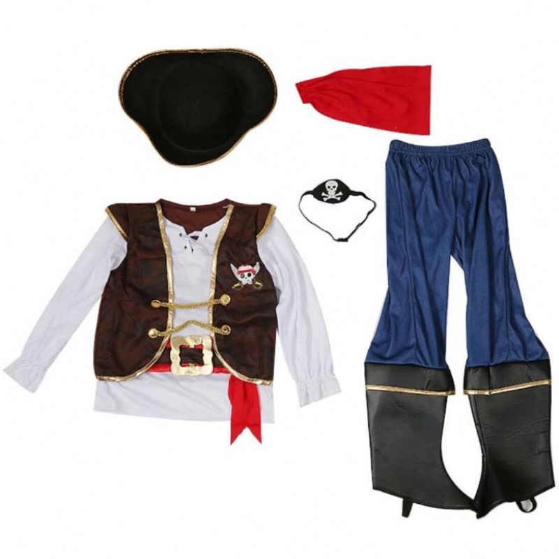 Deluxe Halloween Cosplay Set Kids Boys Pirate-kostuum voor kinderen met HAT DGHC-080