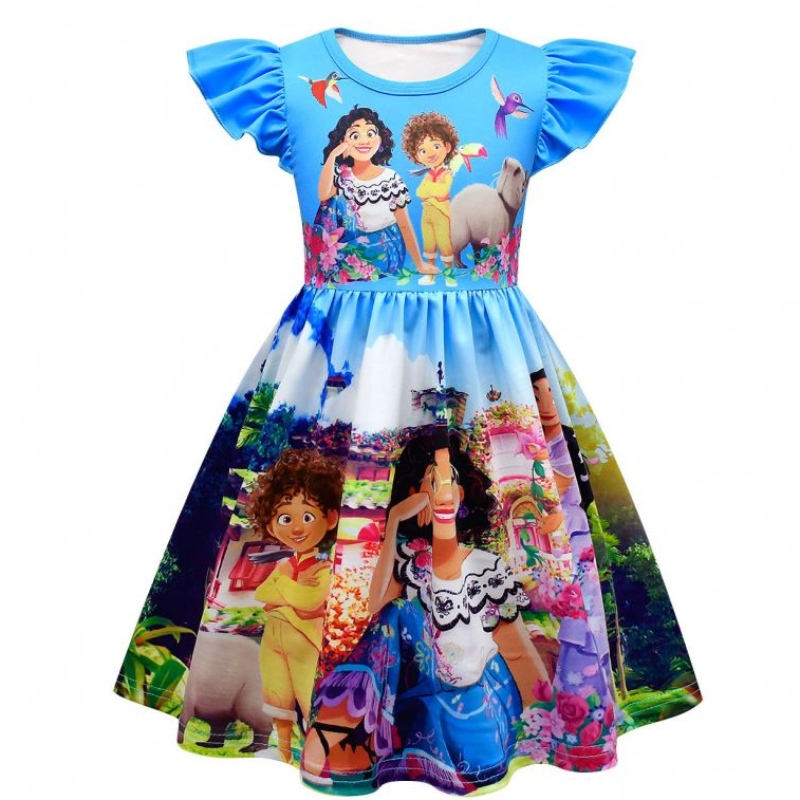 Baige mirabel cosplay kostuum meisjes flutter mouw casual jurken encanto madrigal jurk