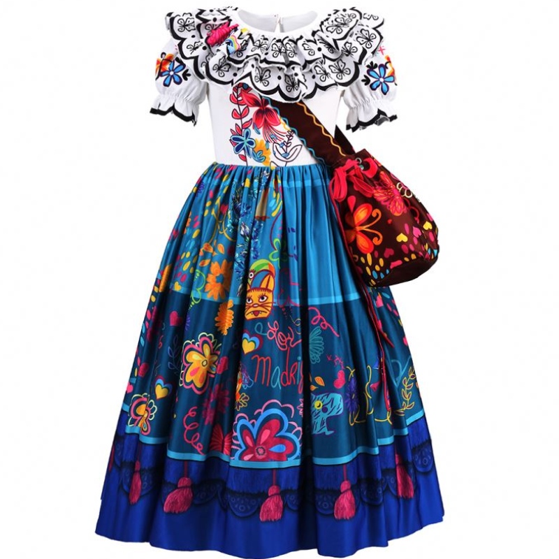 Baige Kids Mirabel Madrigal Movie Kostuum Halloween Carnival Cosplay Girls Birthday Party Princess Encanto -jurken
