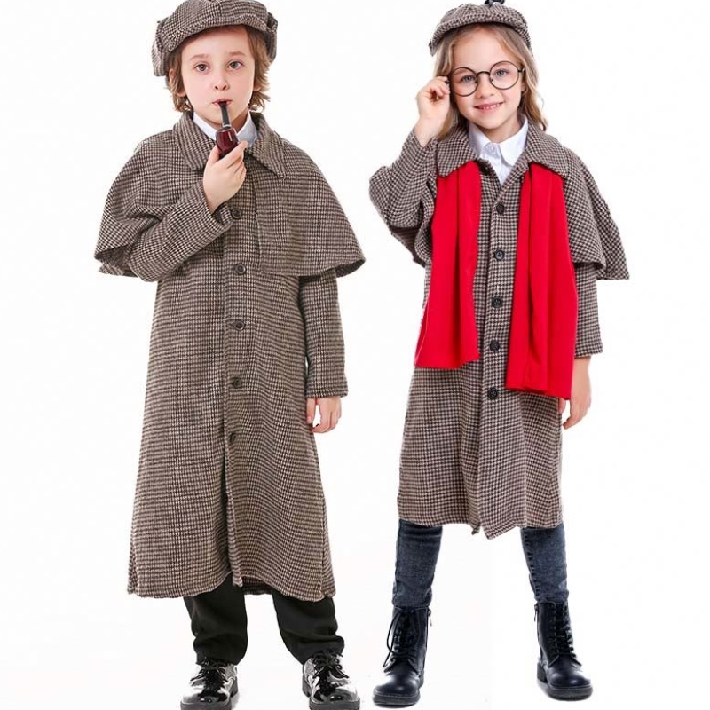 Meisjesjongen detective Sherlock Holmes rollenspel Sherlock Holmes kostuum voor childhcbc-012