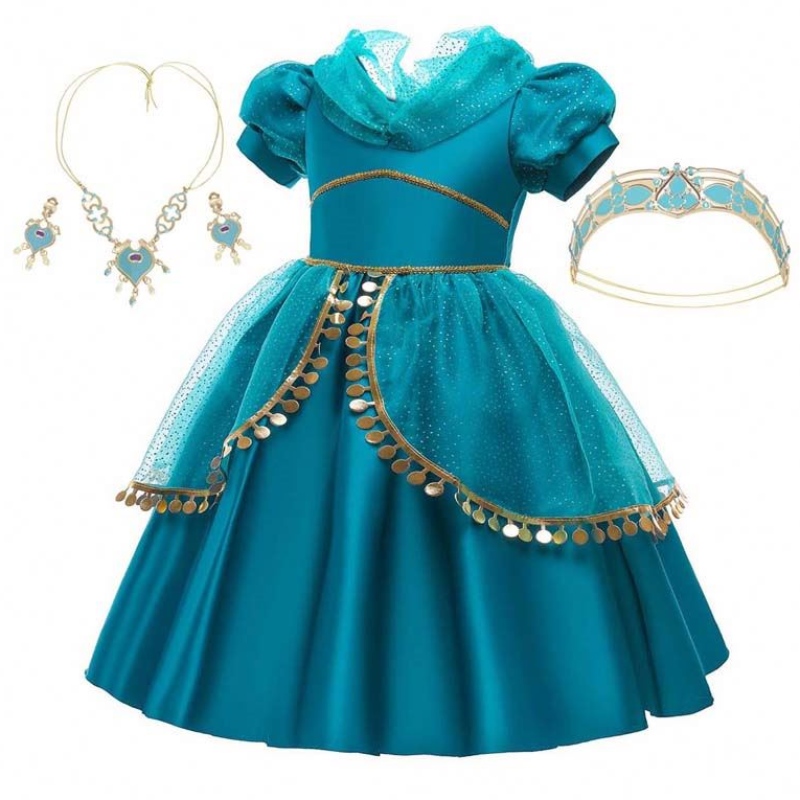 Halloween Little Girls Jasmine Princess Jurk Aladdin Cosplay Princess Jasmine voor 2-10 jaar HCAL-004