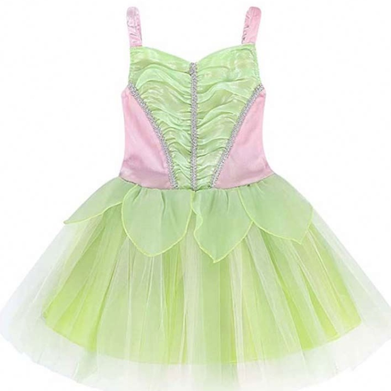Halloween Cosplay Baby Girls Party Christmas Green Flower Fairy Tinker Bell Outfit With Butterfly Wings Sets HCTB-005