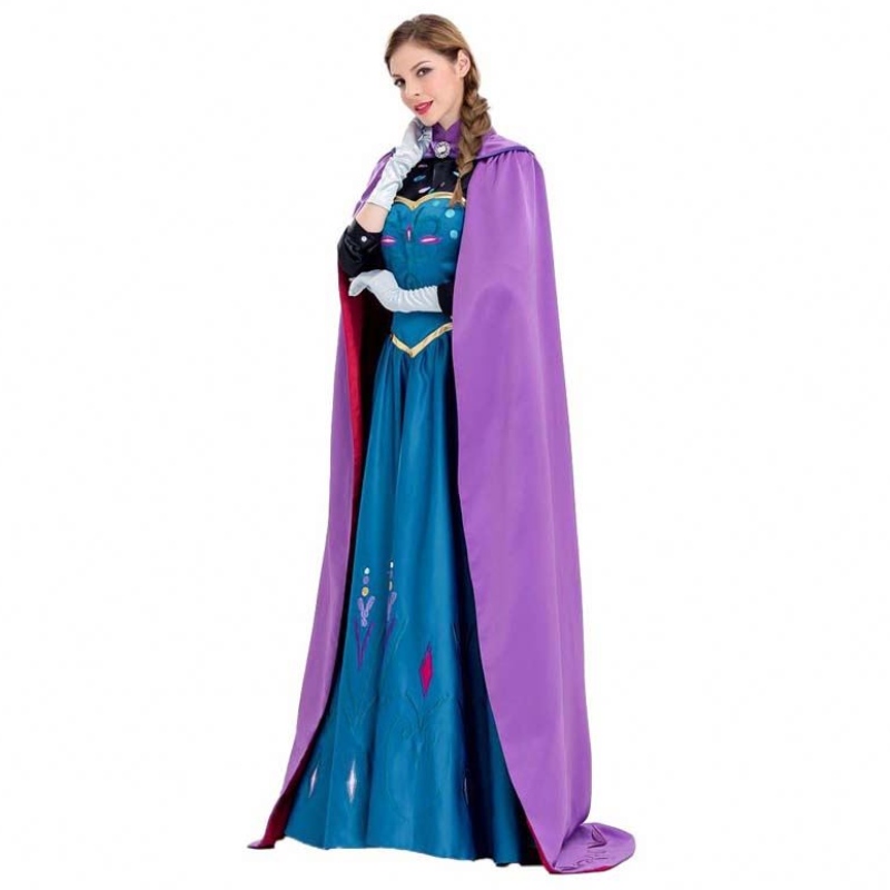Vrouwen kleden 2022 Women's Princess Anna volwassen Elsa-kostuum met mantelhandschoenen SZAC-003