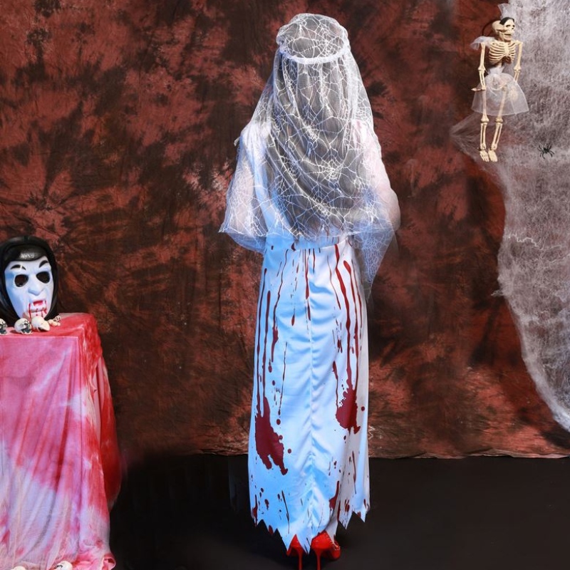 Vrouwen zijn Halloween -kostuums horror cos bloedige schedel zombie volwassen dood bruid