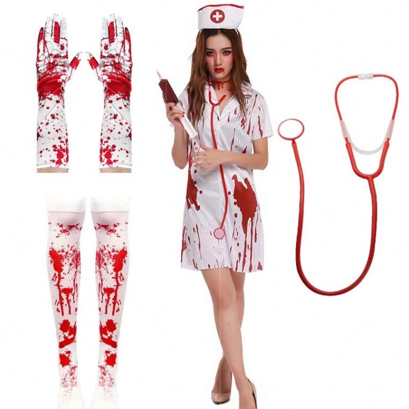 2022 Halloween Killer Care Care Women Zombie Nurse Bloody Costume HCVM-016