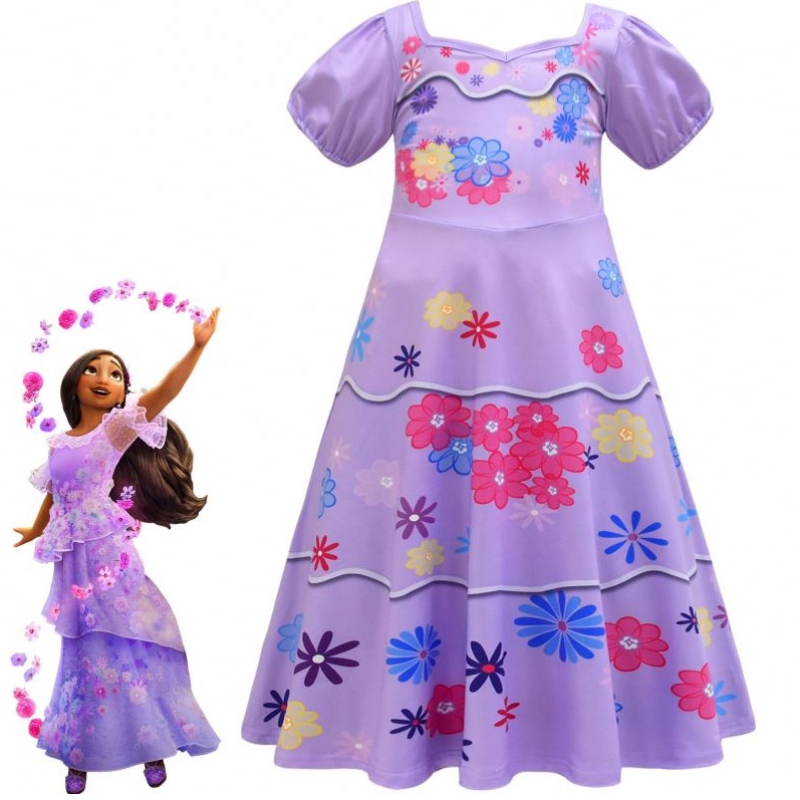 Magic Full House Encanto Clothing Outfit Kids verkleed Kostuum Festival Korte mouw Princess Dress Dress Encanto Mirabel Cosplay