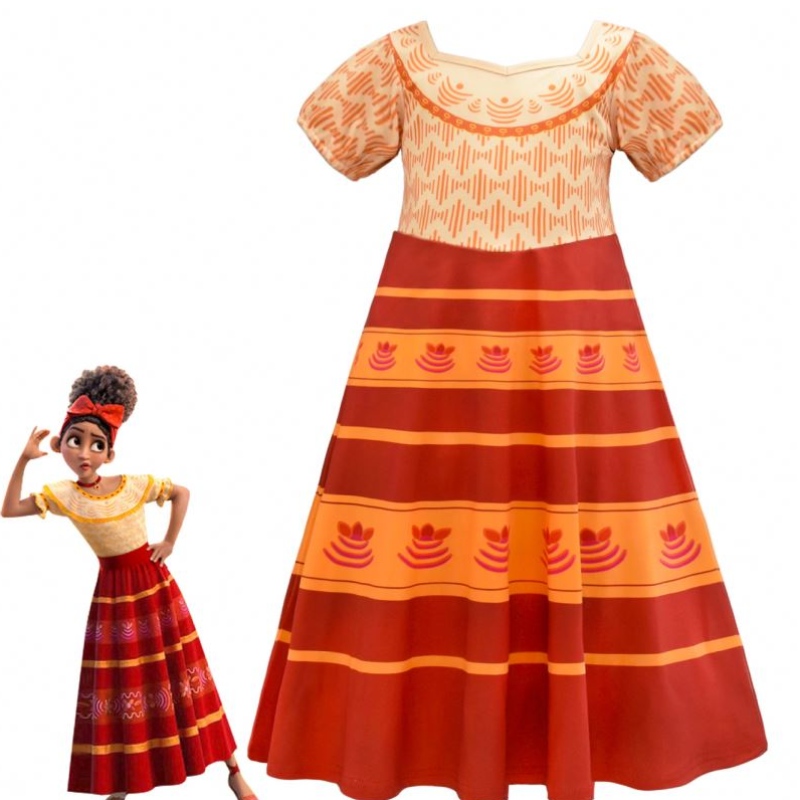 Magic Full House Encanto Clothing Outfit Kids verkleed Kostuum Festival Korte mouw Princess Dress Dress Encanto Mirabel Cosplay