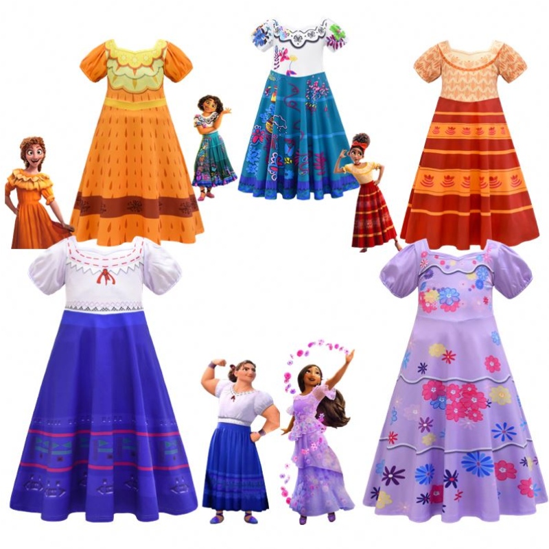 Magic Full House Encanto Clothing Outfit Kids verkleed Kostuum Festival Korte mouw Princess Dress Dress Encanto Mirabel Cosplay