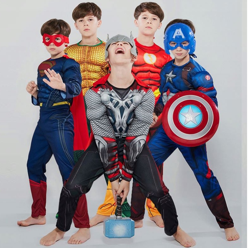 Spierkleding voor jongens flash kostuum fantasie verkleedjumpsuits kinderfilm carnaval feest Halloween kerstfeest cos pakken