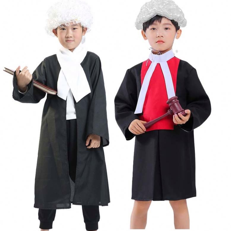 Halloween Kids Performance Cosplay Coats Kindergarten Beroep Judge Rechten Stage Party Dress Children Lawyer Costume HCBC-007