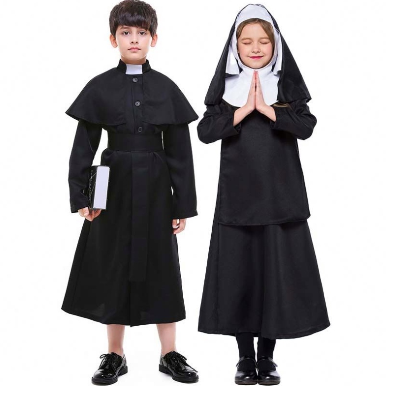 Halloween Masquerade Cosplay Jezus Kostuum Maria Black Nun Robes Halloween Priest Costume HCBC-009