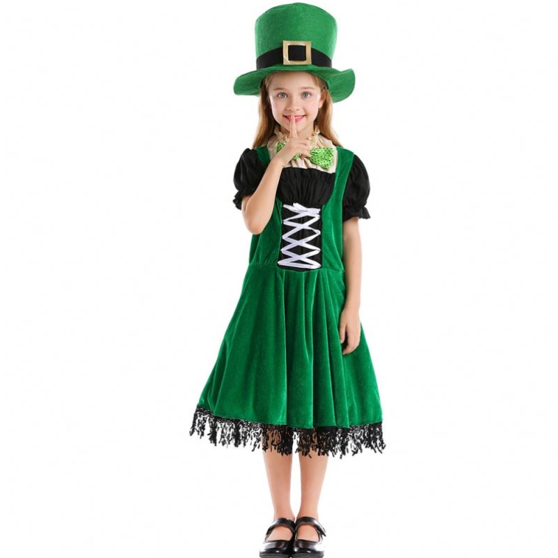 Hoogwaardige elfkinderen cosplay fancy party jurk carnaval kabouter leprechaun St. Patrick \\'s Day Halloween cosplay kostuum