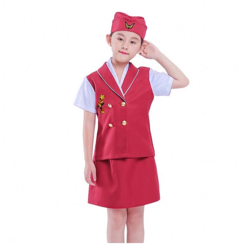 Carnival Party Kostuum Kids Girls Halloween Stewardeant Airline Stewardess Costume HCBC-023