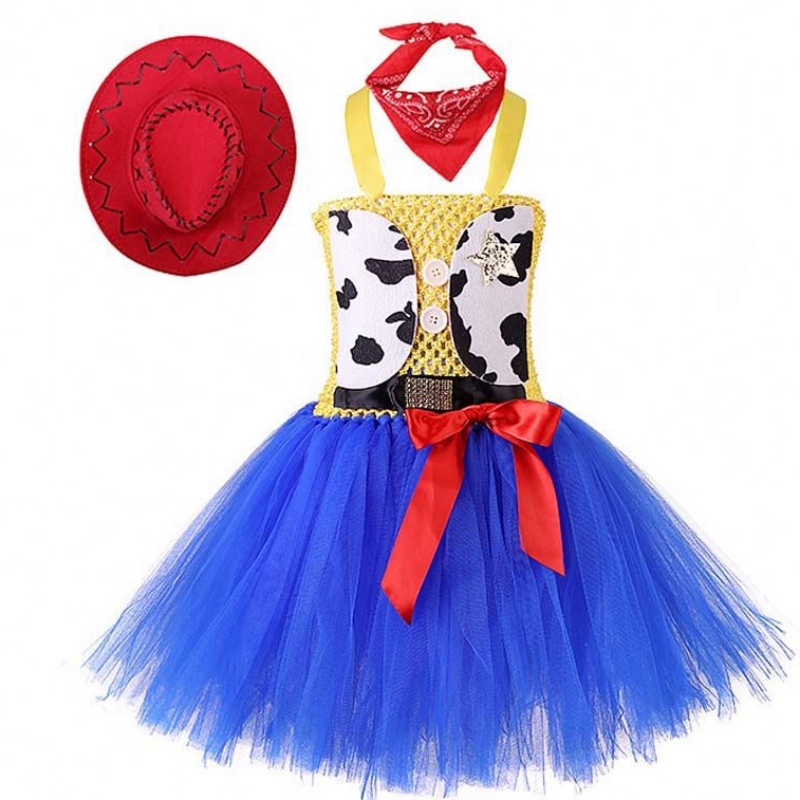 Pasen verjaardagsfeestje verkleed kleding cowgirl kostuum voor meisje 1-12 jaar met bandana cowboy hoed hcts-002