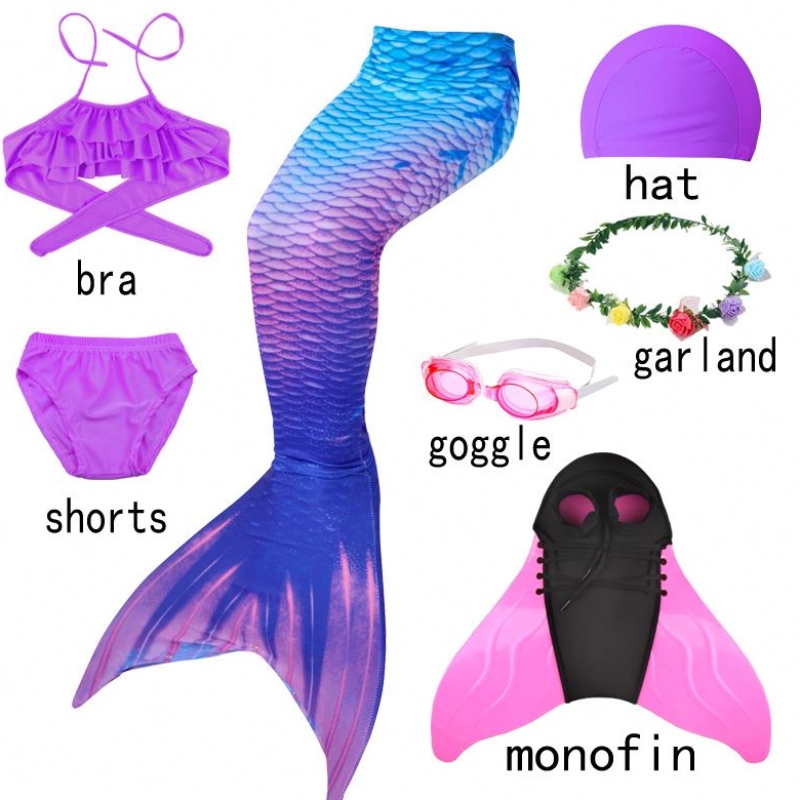 Kinderen meisjes zeemeermin staarten met vin zwempak bikini badpak jurk voor meisjes met flipper monofin voor zwem Halloween cosplay