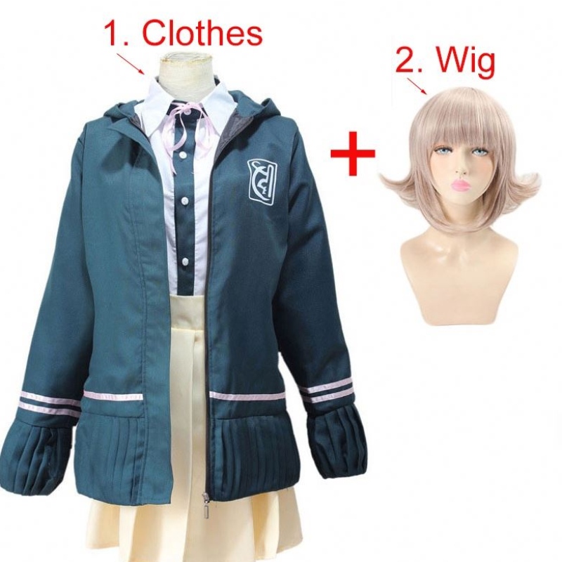 Middelbare scholieren uniform anime anime danganronpananami chiaki cosplay kostuum lange mouwen korte rok loli rok