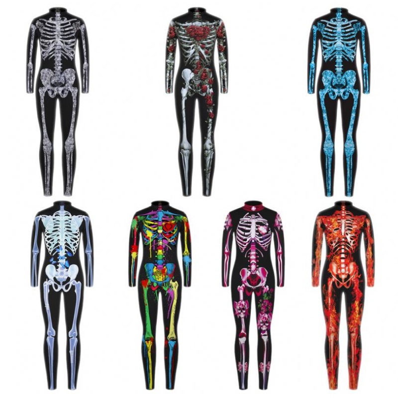 Halloween enge cosplay kostuums voor kinderen skelet bodysuit devil vampire carnaval feest kleding schedel jumpsuit