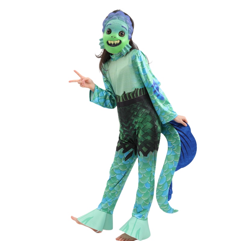 Nieuwe stijl kinderfilm zeemonster cosplay jumpsuit boys luca halloween kostuums voor kinderen