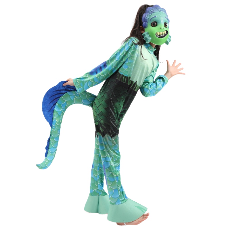 Nieuwe stijl kinderfilm zeemonster cosplay jumpsuit boys luca halloween kostuums voor kinderen