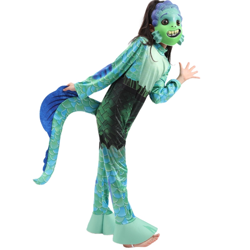 Het prestatiekostuum van kinderen Luca Carnival Jumpsuit en gezichtsdekking voor kinderen