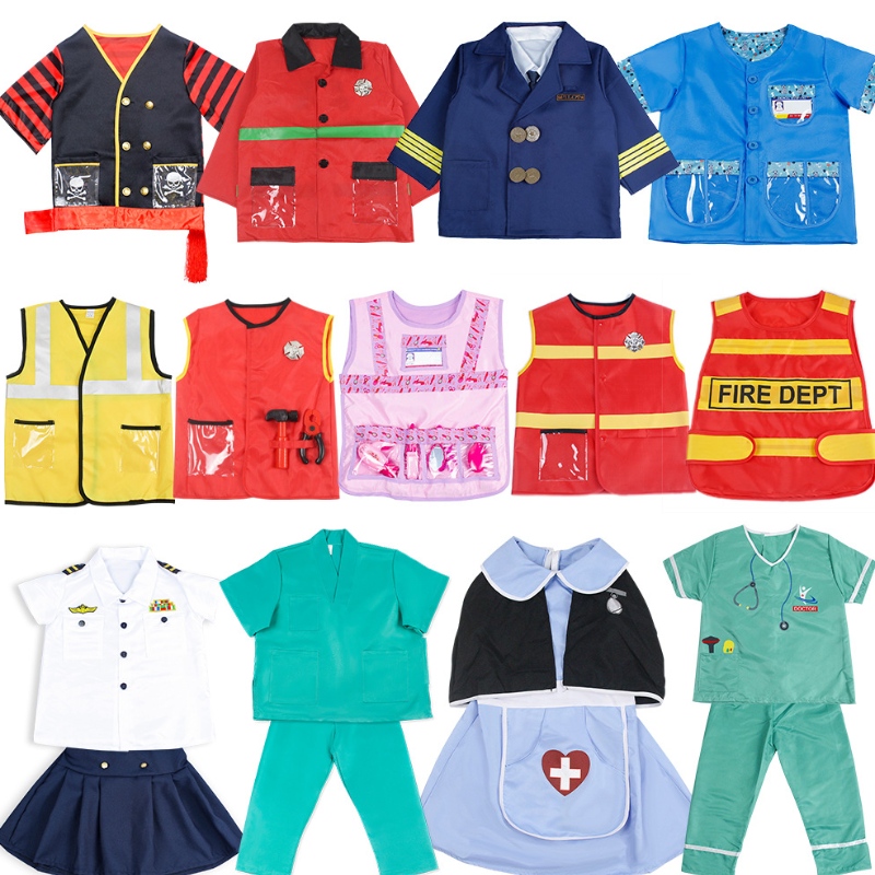 Halloween Children Doctor Cosplay Kostuum Kindergarten Rollenspel Brandweerman Cook Politie Kostuum verpleegkundigen Piloten Kostuums