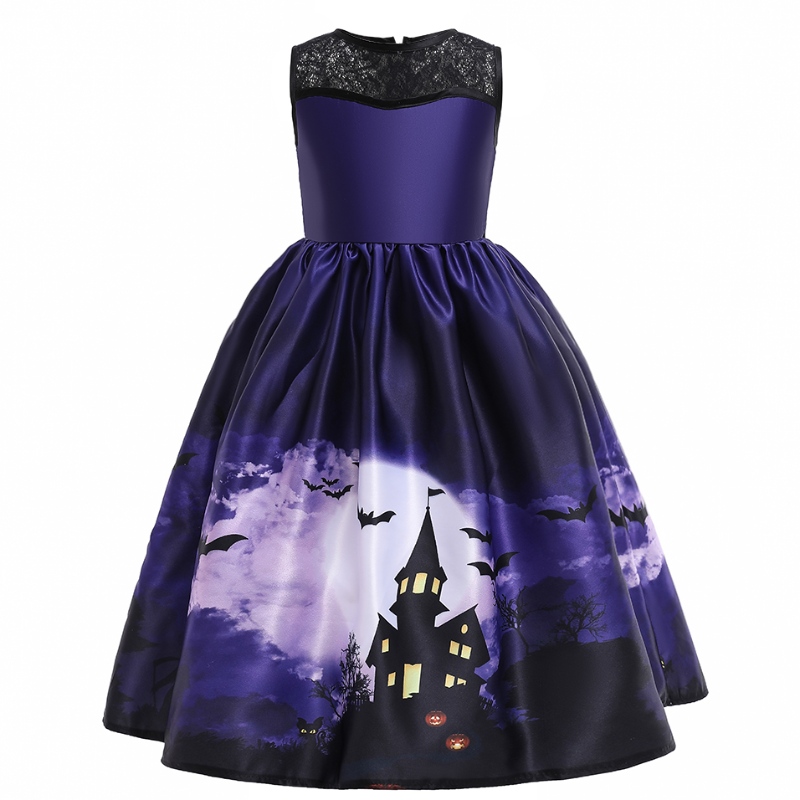 2022 Halloween Dress Bat Gedrukte mouwloze vintage jurk