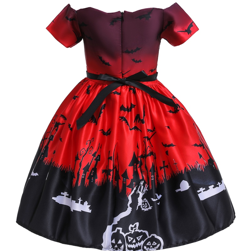 2022 Amazon Halloween -kostuum cartoon satijnen print Children \\'s Show Dress