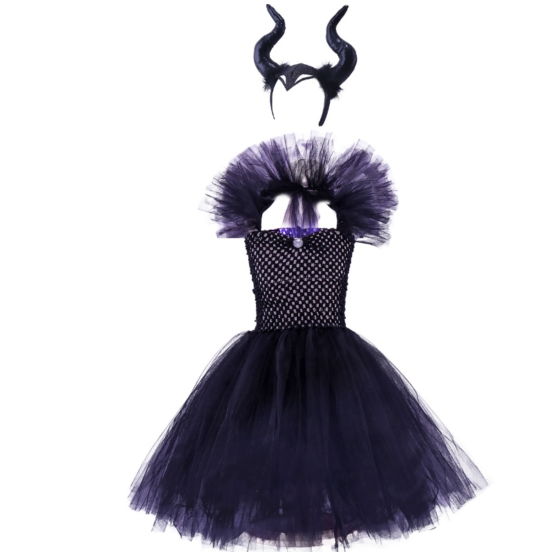 V-neck wrap borst zwarte wizard jurk Halloween heks kostuum voor meisjes