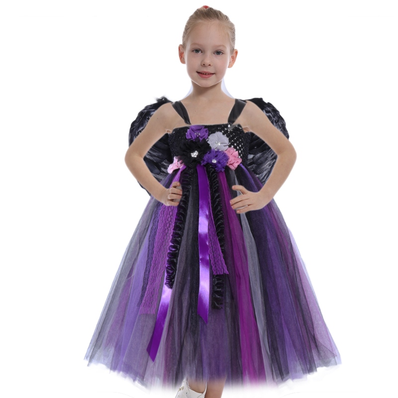 Amazon Hot Selling Girls Halloween Kostuum Vampire Witch Cosplay Pageant Party Tutu -jurken