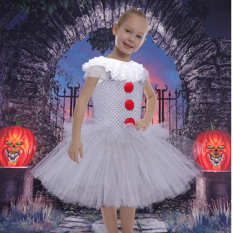 Amazon Hot Selling Little Girls Cosplay kostuum tutu -jurk voor Halloween -feest