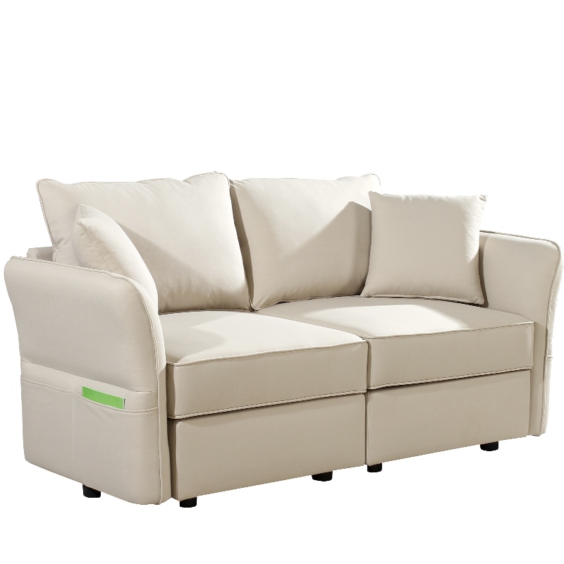 Faux lederen sectionele loveseat woonkamer sofa set met opbergtas