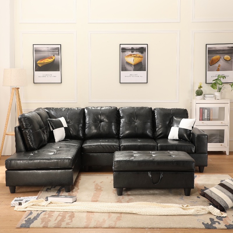 Faux Leather Sectional Sofa Woonkamer Sofa Set met opslag