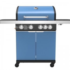 Hot koop Tuin Gas BBQ Grill OEM Gas en Houtskool BBQ Grill met Kabinetten Wielen Roestvrij staal Gas Barbecue Grill