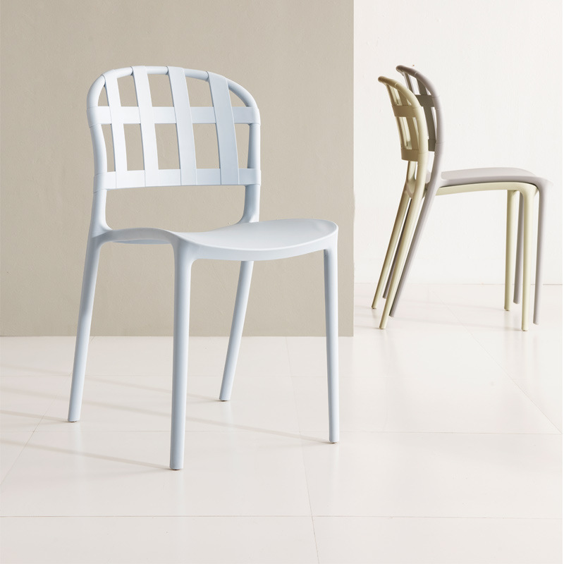 Moderne plastic gekleurde stoel Less Fixed Fixed Backrest Outdoor Simple Lounge Plastic eetkamerstoel