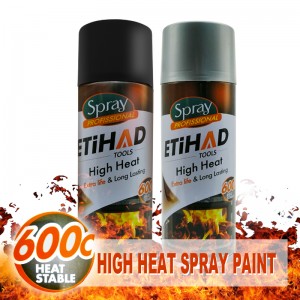 600 Celsius Hoge Temperatuur Zwarte en Zilveren Kleur Aerosol Spray Verf Hoge Hittebestendige Acryl Spray Verf voor Keuken BBQ